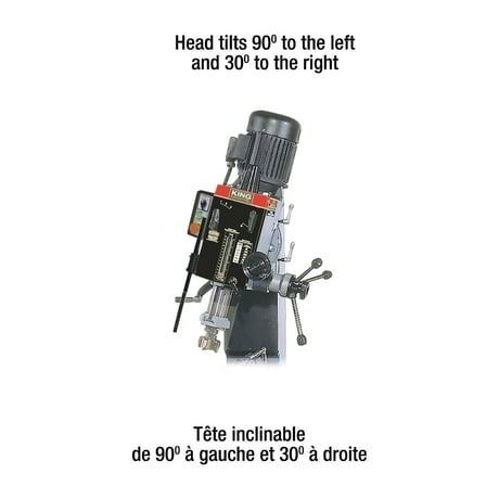 King Canada #KC-45, Gearhead Milling/Drilling Machine, 9-1/2" x 32-1/4" table, 220V - Image 2