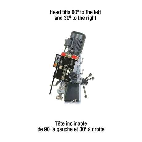 King Canada #KC-45, Gearhead Milling/Drilling Machine, 9-1/2" x 32-1/4" table, 220V - Image 6