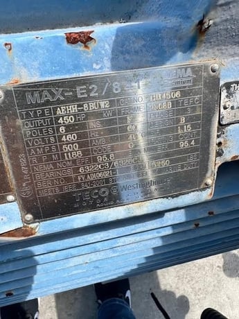 450 HP 1188 RPM Teco, Frame 5808B, TEFC, 460 Volts (3 available) - Image 3