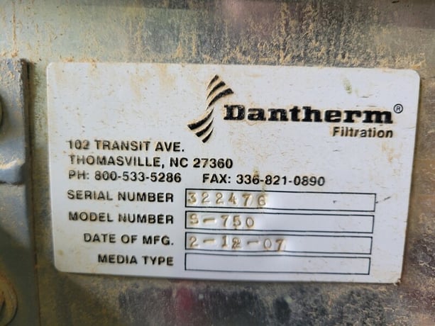 4500 cfm Dantherm #S-750, Dust Collector, 6" W.G., 1760 RPM, 7.5 HP, 230/460 V, 2007 - Image 2