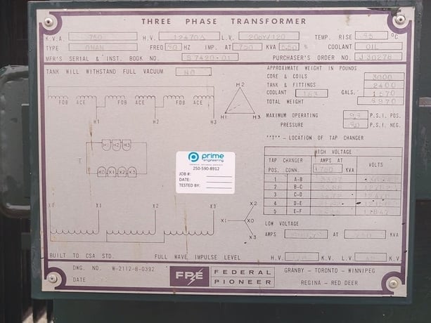 750 KVA 12470 Delta Primary, 208Y/120 Secondary, Federal Pioneer, oil filled ONAN transformer w/switchgear (2 - Image 4