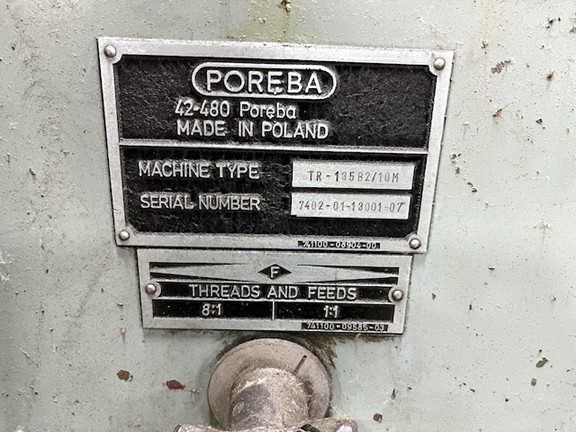 53" x 396" Poreba #TR135-B2/10M, 4-jaw 32" chuck, coolant system, power rapid traverse - Image 3