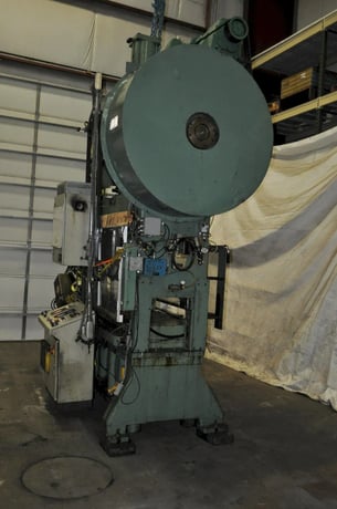 100 Ton, Johnson, straight side double crank press, 72" x 30" bed, air clutch & brake, palm buttons, #14306J - Image 9
