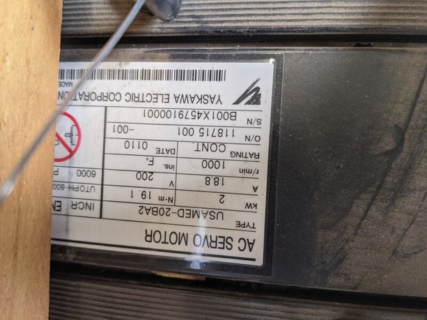 2 KW Yaskawa #USAMED-20BA2, AC servo motor, with Sumitomo MC-drive, 1000 RPM, 200 Volts - Image 3