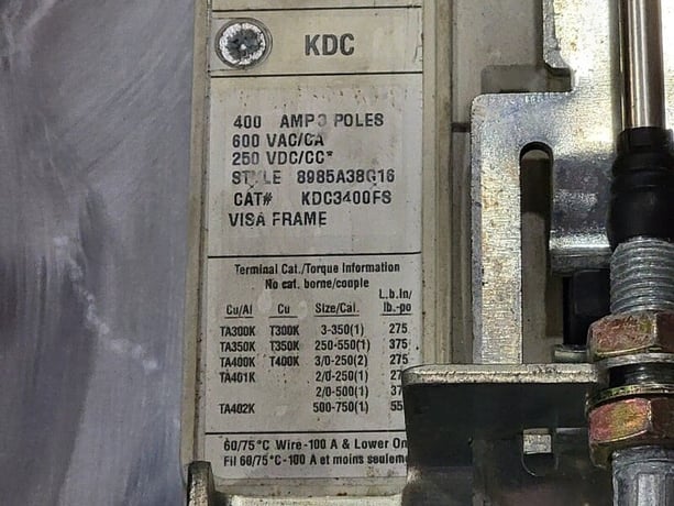 225 Amps, Eaton, KDC3400FS, 3-pole circuit breaker w/Stainless Steel enclosure, 600 VAC - Image 4
