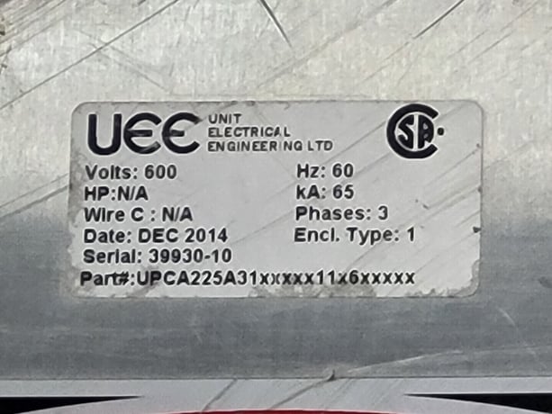 225 Amps, Eaton, KDC3400FS, 3-pole circuit breaker w/Stainless Steel enclosure, 600 VAC - Image 9