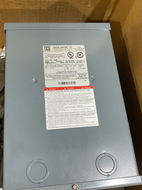 3 KVA 277 Primary, 120/240 Secondary, Square D #3S8F, 10 amps., 1-phase, NEMA 3R - Image 3