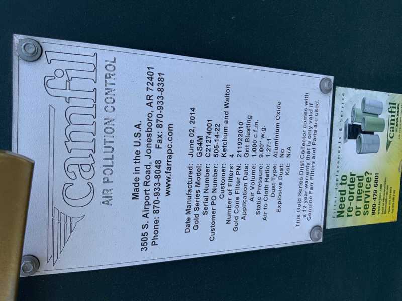 Camifil Farr Gold #GS4M, air pollution control with stand, 4 filters, 3 HP, 2014 - Image 4