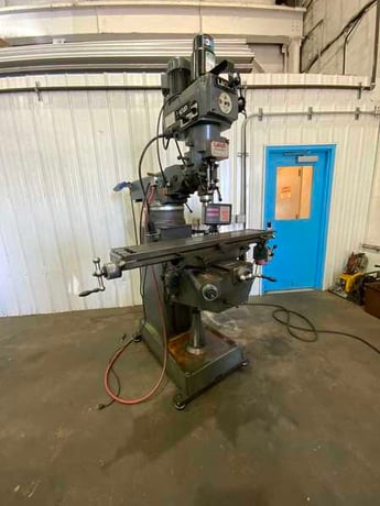 Lagun #FTV-2, ram type vertical mill, 10" x50" table, 3 HP, Mini Wizard 2-Axis digital read out, power draw - Image 1