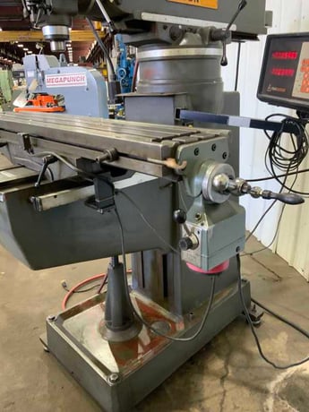 Lagun #FTV-2, ram type vertical mill, 10" x50" table, 3 HP, Mini Wizard 2-Axis digital read out, power draw - Image 3