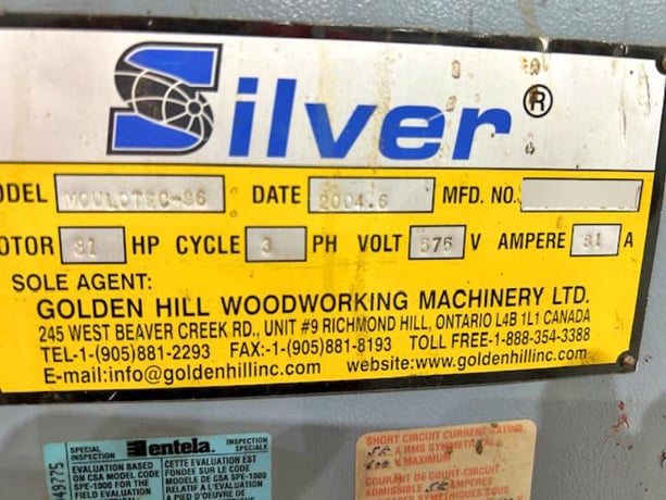 Silver #SF-6023AH, feed through moulder, 6-head, 9-1/16" x 6" capacity, 18-82 FPM, 2004 - Image 5