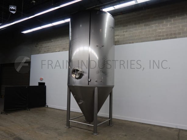 Mueller #150BBL, 304 Stainless Steel jacketed & insulated tank, 96" dia. x 138" straight wall, cone bottom - Image 1