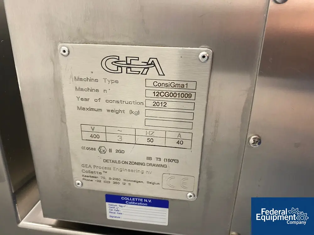 GEA #ConsiGma1, Continuous Mixing / Granulation System, 2012 - Image 8