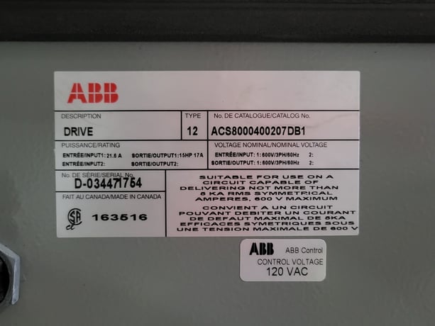 15 HP ABB, ACS800-U1-0020-7, AC Drive (VFD), 600 Volts, 17 amps - Image 6