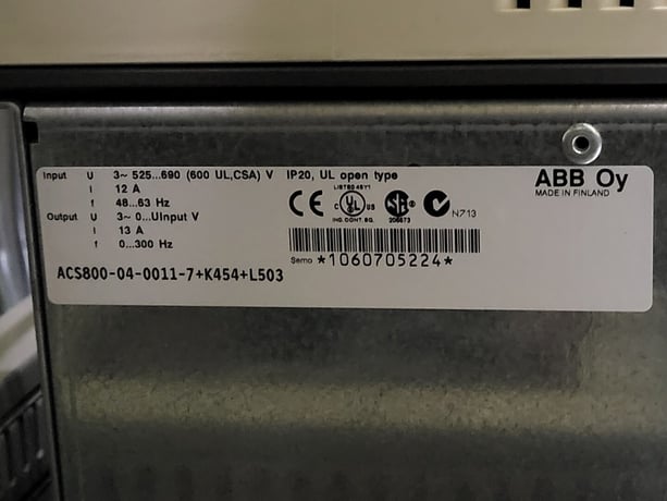 2 HP ABB, ACS800-04-0011-7+K454+L503, AC Drive (VFD), 600 Volts, S/N 1060705224 - Image 4
