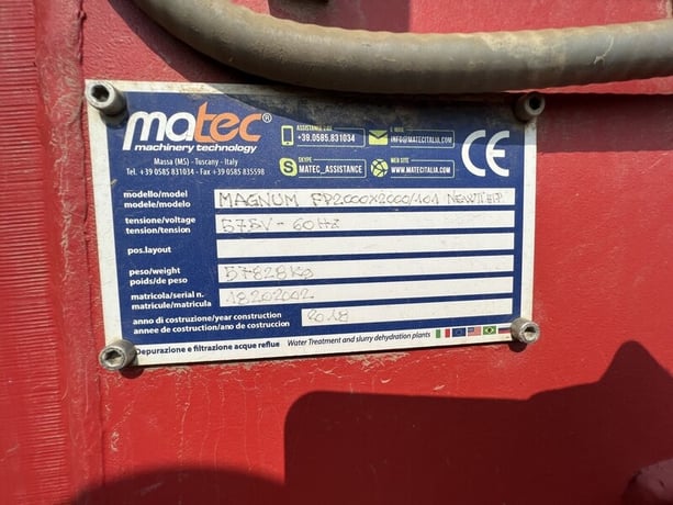 135.04" x 559.45" Matec #Magnum FP2000X2000, filter press system, 2018, (2 available) - Image 3