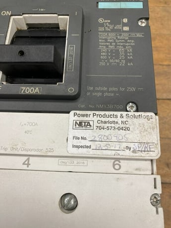 700 Amps, Siemens, NMX3B700, Circuit Breaker, 3 Pole, 600 Volts, 2 Positions - Image 4