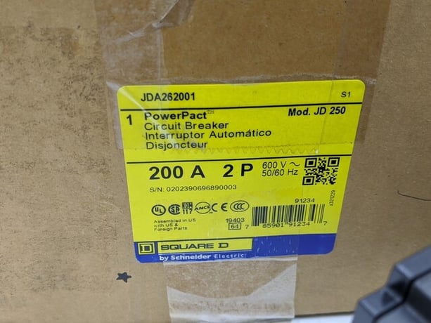200 Amps, Square D, JDA262001, I-Line Circuit Breaker, 2 Pole, 1 phase, 600 Volts - Image 2