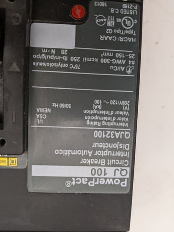 100 Amps, Square D, QJA32100, I-Line Circuit Breaker, 3 Pole, 3 phase, 240 Volts - Image 8