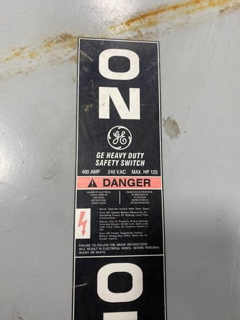 400 Amp. General Electric, TH3325R, Safety Disconnect Switch, 3 Pole, 240 V, 3 phase, 100 HP, 3R Enclosure - Image 3
