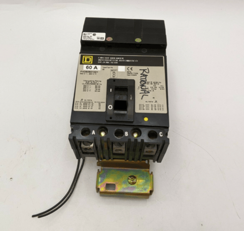 60 Amps, Square D, FH360601021, I-Line Circuit Breaker, 3 Pole, 600 V, Type FA, Shunt Trip - Image 1