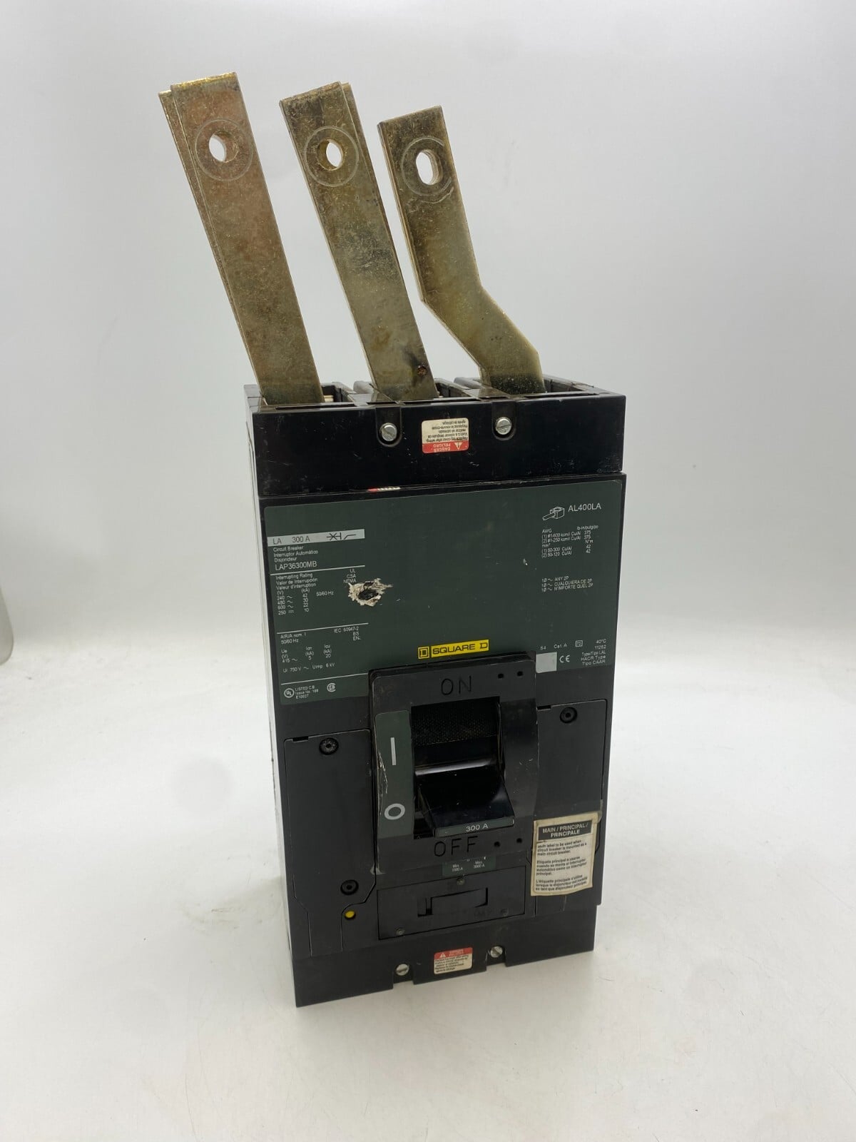 300 Amps, Square D, LAP36300MB, Bolt-On Circuit Breaker, 600 V, 3 Pole, 3 phase - Image 1