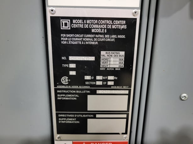 Square D, 34285674-001, Power Distribution Panel MCC, 200 HP, 600 V, 3 phase - Image 3