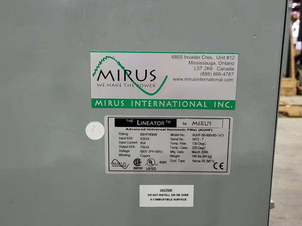 Mirus #AUHF-60-600-60-D-E1, Harmonic Filter, 600 V, 60 HP, 62 kVA, 60 Amps, 3 phase, 2006 - Image 3