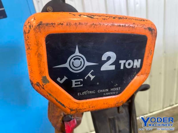 2 Ton, Jet #2RS-1-15, electric chain hoist with trolley, 15' lifting height, pendant Control, chain box, 1999 - Image 2