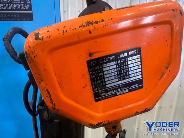 2 Ton, Jet #2RS-1-15, electric chain hoist with trolley, 15' lifting height, pendant Control, chain box, 1999 - Image 3