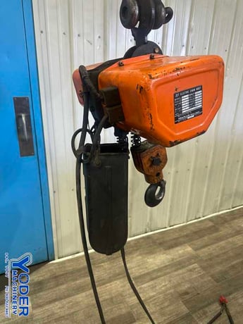 2 Ton, Jet #2RS-1-15, electric chain hoist with trolley, 15' lifting height, pendant Control, chain box, 1999 - Image 4