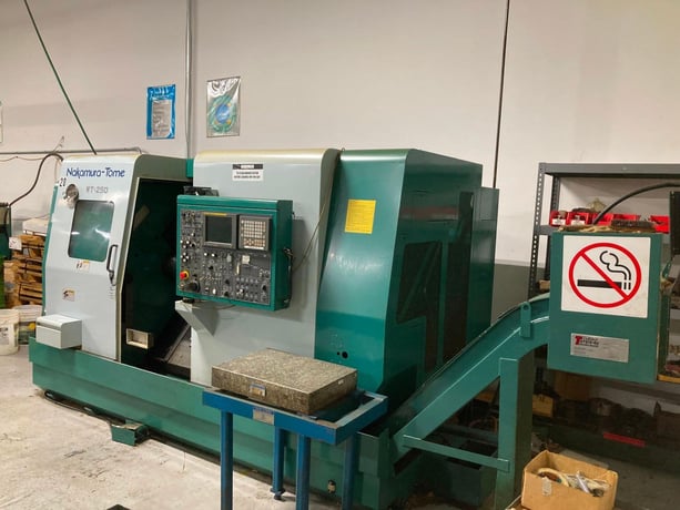 Nakamura Tome #WT-250, CNC Lathe, 9.8" swing, 8" chuck, 2" bar, Fanuc 18i-T, twin turret, chip conveyor - Image 1