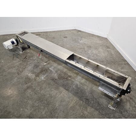6" diameter x 7' long, Stainless Steel screw conveyor, 7" flanged discharge - Image 1