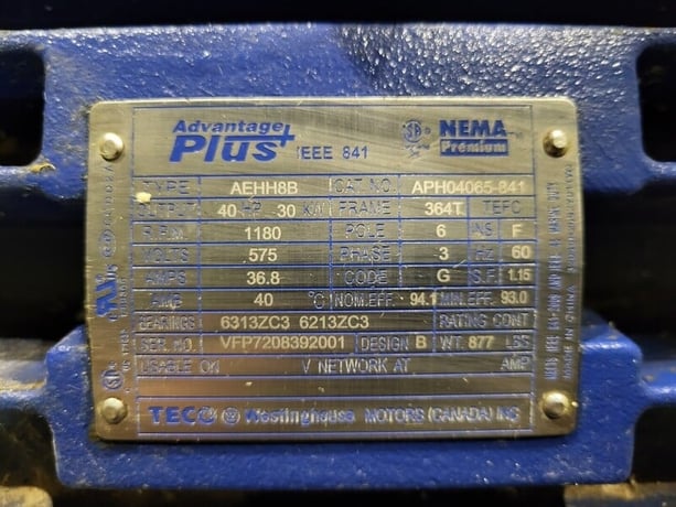 660 GPM @ 147' TDH, Goulds #3175S, Paper Stock/ Process Pump, 40 HP, 1180 RPM, 575 V, 3x6-14 size - Image 8