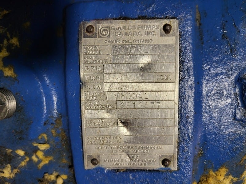 Goulds #3175L, Paper Stock/ Prcoess Pump, 250 HP, 890 RPM, 2300/4000 V, S/N V8D041 - Image 2