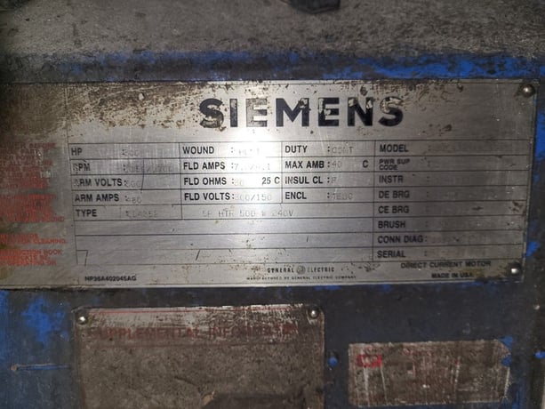 300 HP 1150/1700 RPM Siemens, Frame CD4352, TEUC, shunt wound, 500 VF, 150/300 VF - Image 2