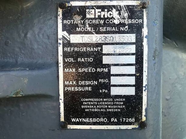 300 HP Frick #RDB-II-316B, screw booster compressor, 300 psi, Fr.445TS, 460 V., 3-phase, 340 amps, 3570 RPM - Image 9