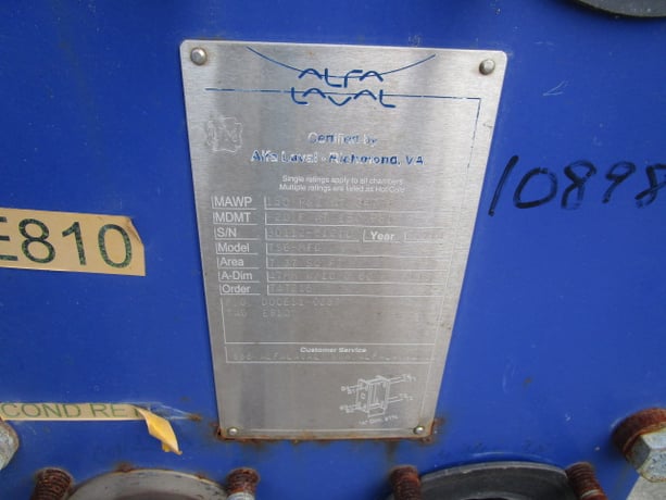 7 sq.ft., Alfa-Laval, TS6-MFG, CIP heater, 150 psi, 10 plates, Carbon Steel frame, 316 Stainless Steel plates - Image 4