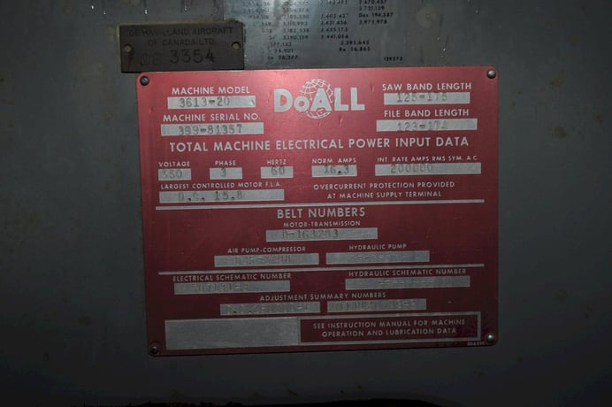 36" x 13" DoAll #36-13-20, vertical band saw, 5200 FPM, work light - Image 8
