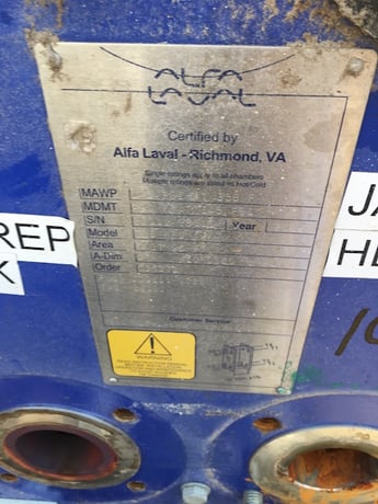 7 sq.ft., Alfa-Laval, TS6-MFG, exchanger, 145 psi, 356&deg;F, Carbon Steel frame, 316 Stainless Steel plates - Image 2