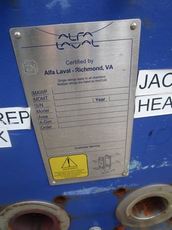 7 sq.ft., Alfa-Laval, TS6-MFG, exchanger, 145 psi, 356&deg;F, Carbon Steel frame, 316 Stainless Steel plates - Image 6