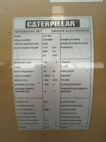 2250 KW, 1800 RPM, Caterpillar #SR5, diesel generator end, 277/480 Volts, 3-phase, sound attenuated enclosure - Image 3
