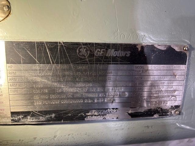 800 HP 650 RPM General Electric, Frame 6774, DPFVBB, 500 VA, 240/120 VF - Image 3