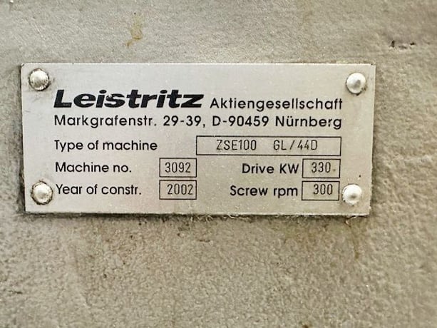 3.93" Leistritz #ZSE-100-GLAAX, co-rotating screw extruder, 442 HP, 1600 RPM DC motor w/SCR Control, 2002 - Image 6