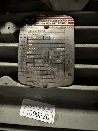 15 HP 1160 RPM Baldor, Frame 324U, 460 Volts, Squirrel Cage, electrically OK - Image 1