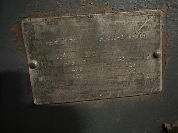 100 HP 875 RPM P & H, 208/230 Volts, Slip Ring, electrically OK - Image 1