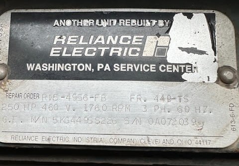 250 HP 1780 RPM GE, Fr. 449TS, 460 Volts, Squirrel Cage, EOK - Image 1