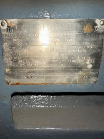 400 HP 1770 RPM GE, Fr. 8188S, 2300 Volts, Squirrel Cage, Refurb - Image 1