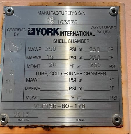 Frick #VAC-30-113, Single Stage Vertical Accumulator, 2013 - Image 2