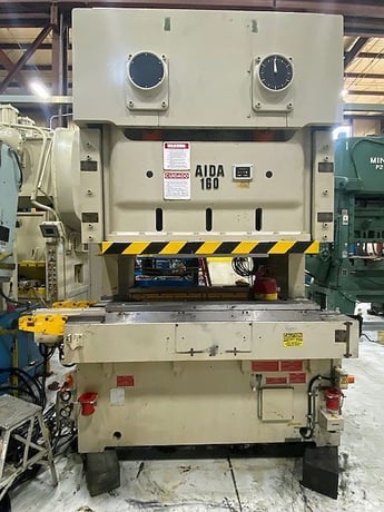 176 Ton, Aida #NC2-160(1), gap frame mechanical press, 5.12" stroke, 12.4" Shut Height,.78" adj., 40-85 SPM - Image 1